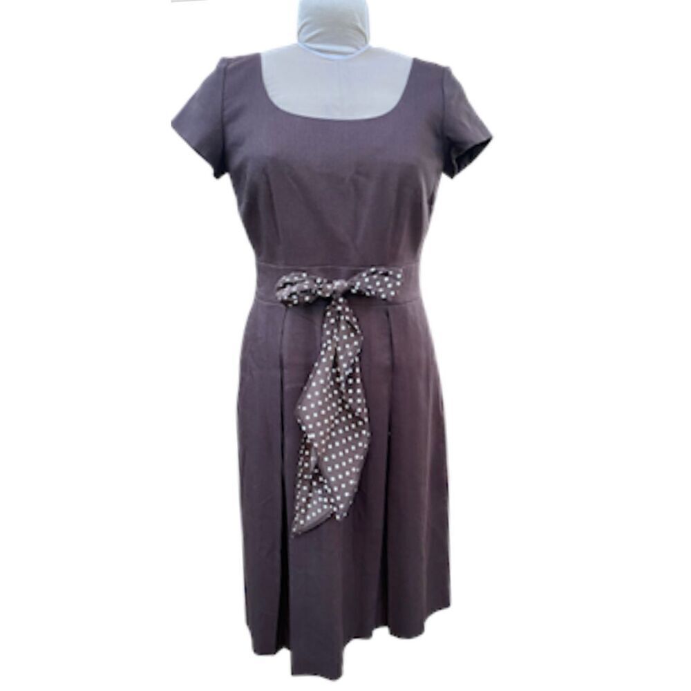 Talbots Silk Blend Short Sleeve Polka Dot Tie at Waist Sz. 8 Textured Spring